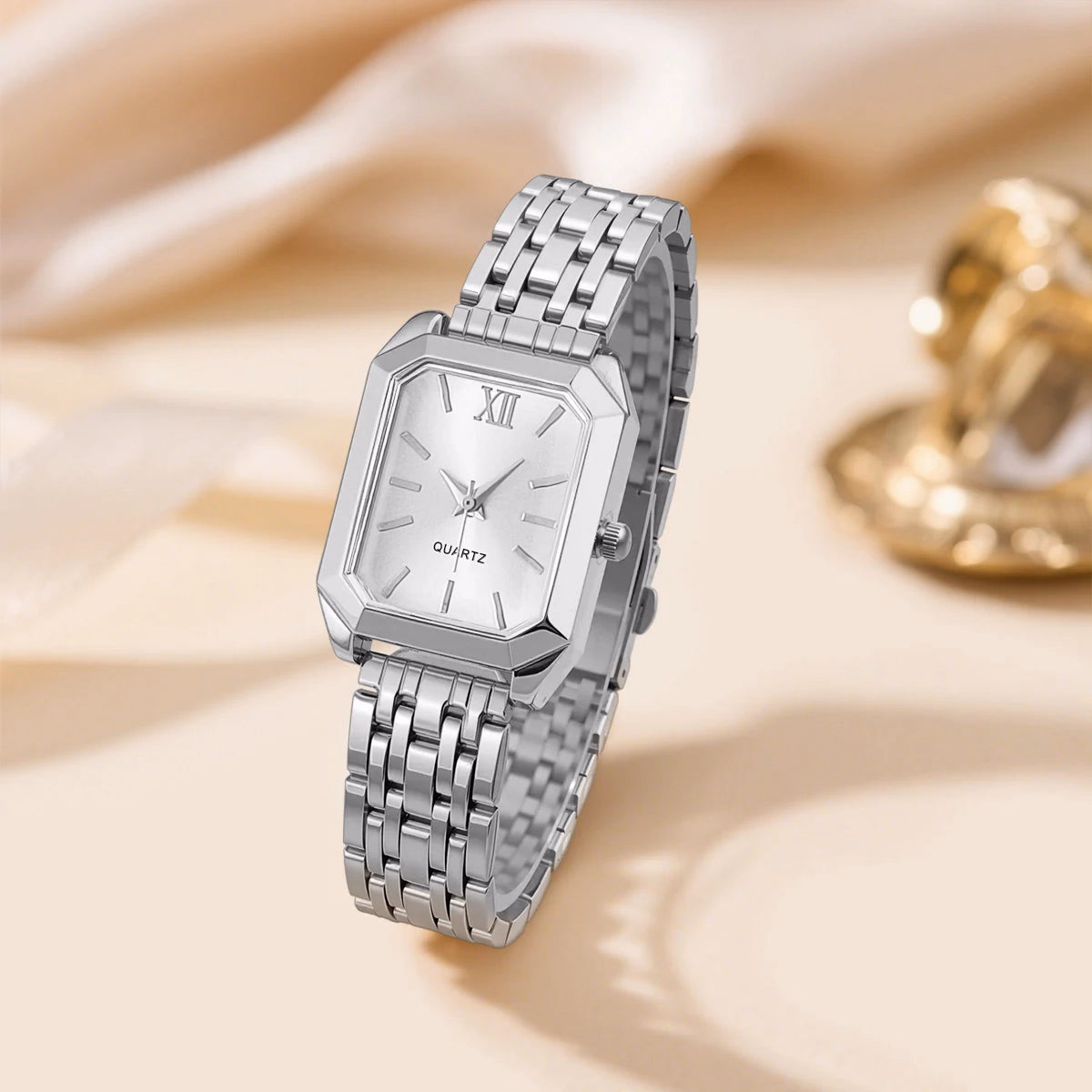 Elegant Gold & Silver Ladies Alloy Strap Watch — image 6