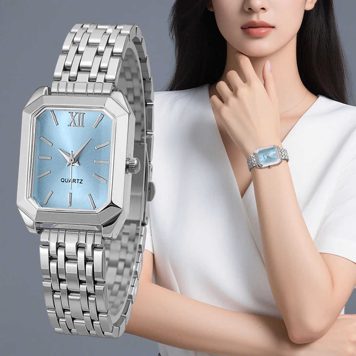 Elegant Gold & Silver Ladies Alloy Strap Watch — image 2
