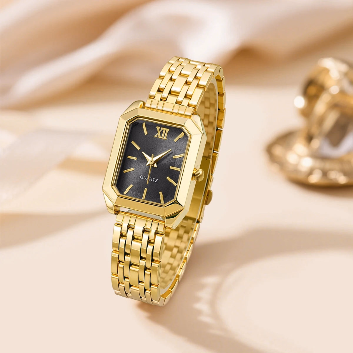 Elegant Gold & Silver Ladies Alloy Strap Watch — image 4