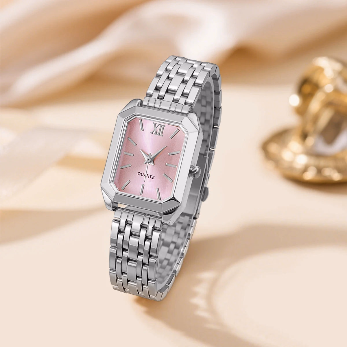 Elegant Gold & Silver Ladies Alloy Strap Watch — image 5