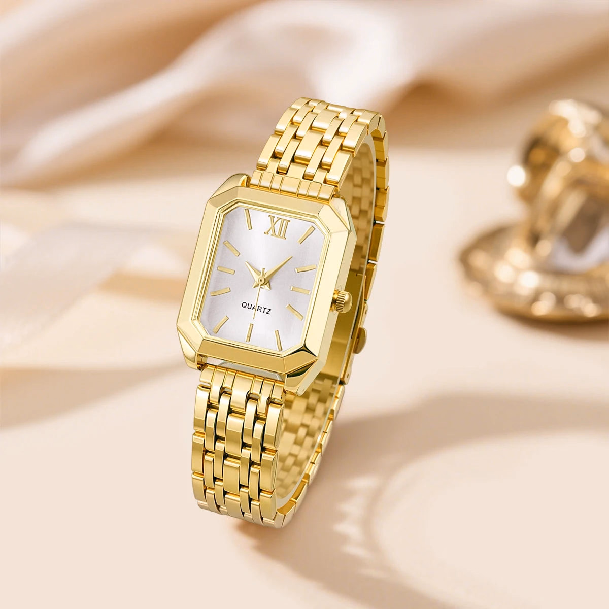 Elegant Gold & Silver Ladies Alloy Strap Watch — image 10