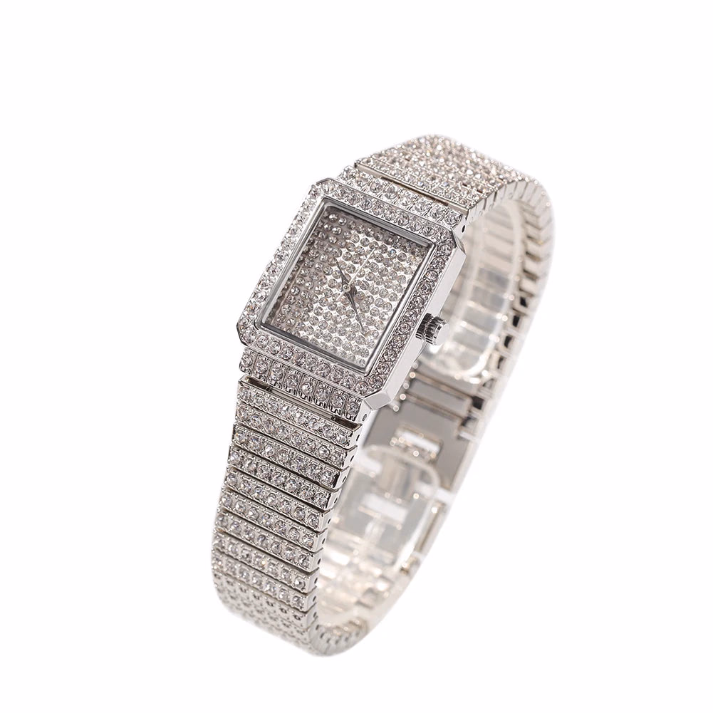 Bling Iced Out Silver Gold Women's Rapper Watch — image 9
