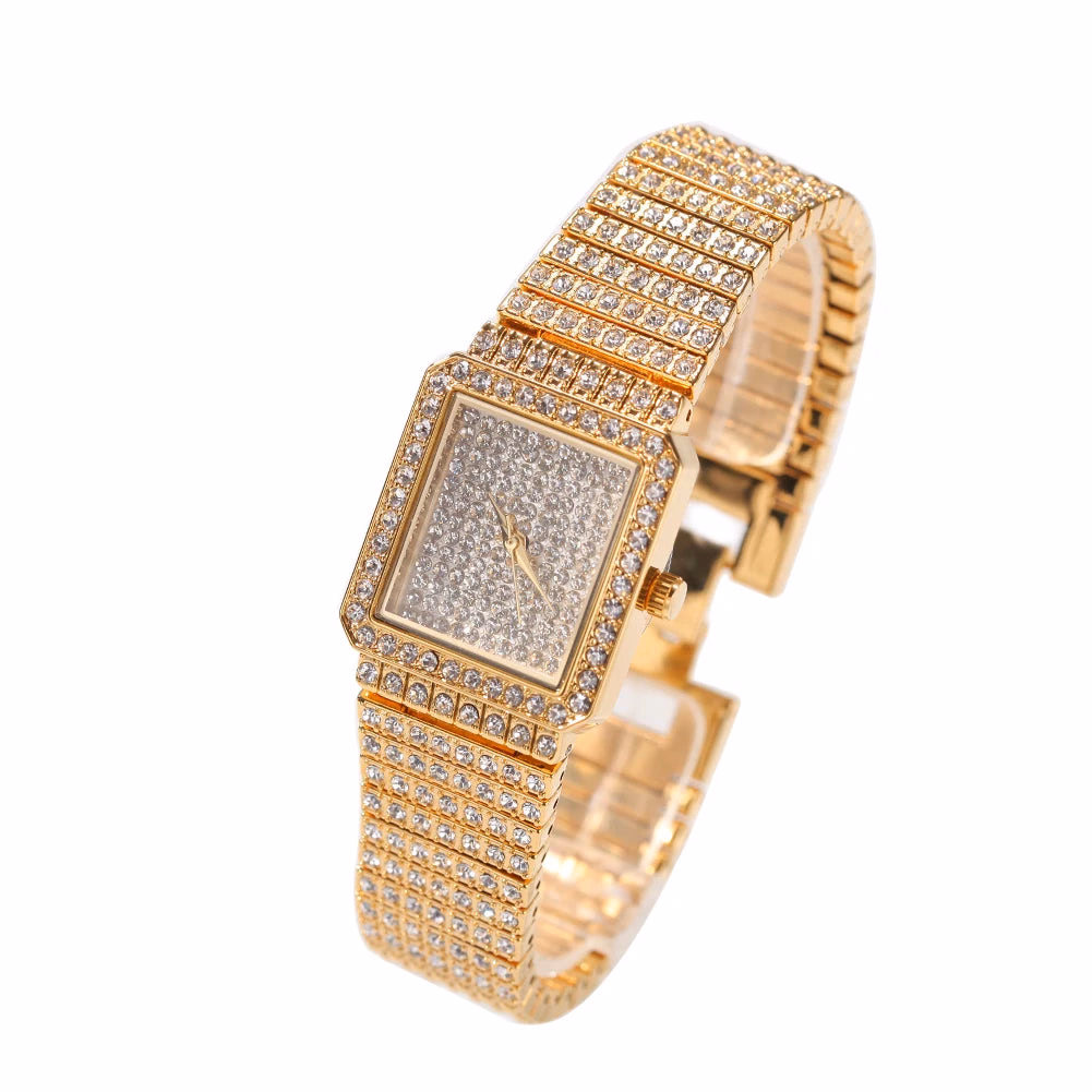 Bling Iced Out Silver Gold Women's Rapper Watch — image 8