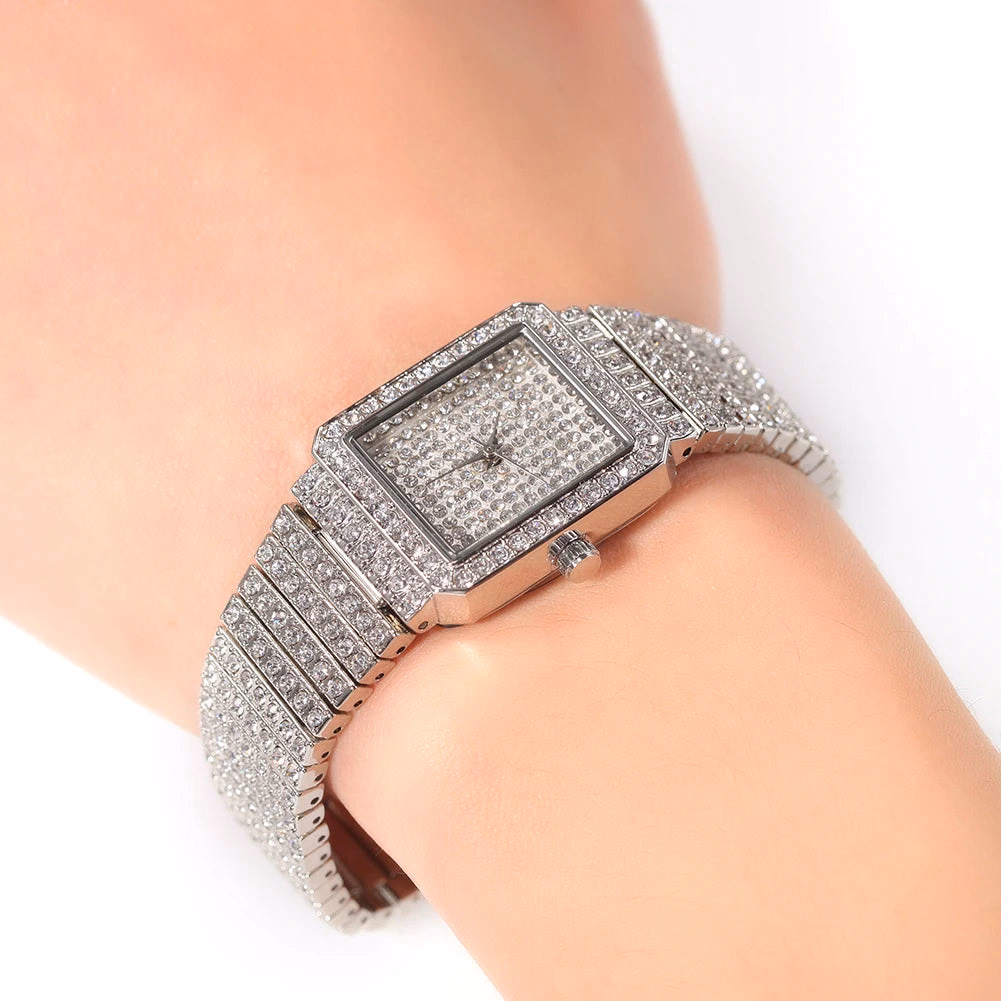 Bling Iced Out Silver Gold Women's Rapper Watch — image 3