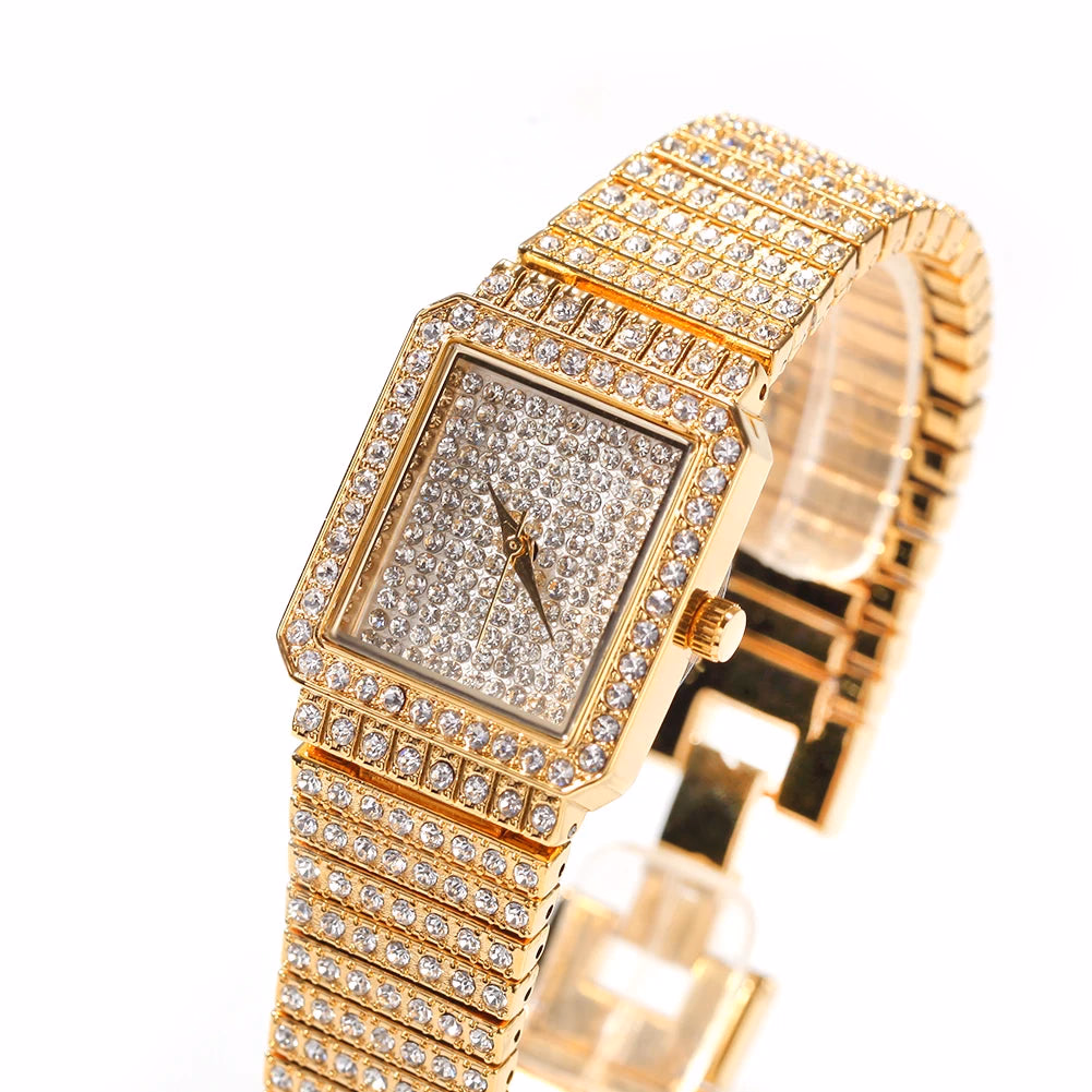 Bling Iced Out Silver Gold Women's Rapper Watch — image 6