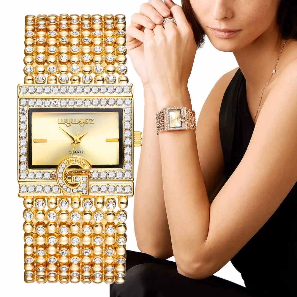Luxury Women's Quartz Watch - Stainless Steel Square Case