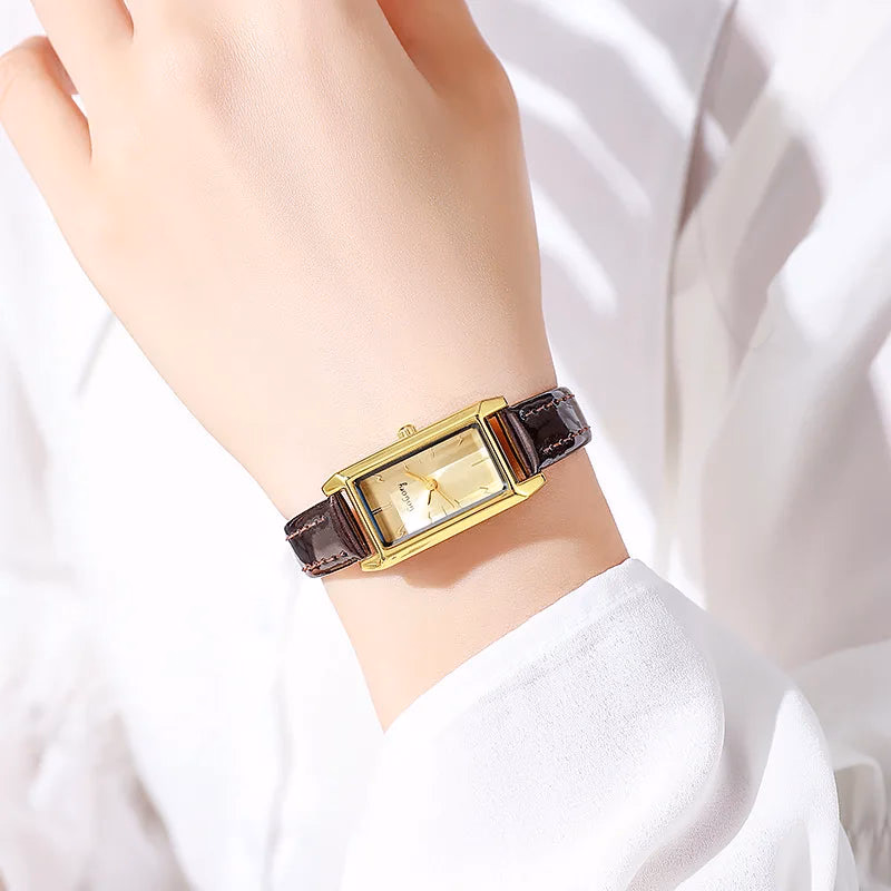 Gold Rectangular Eco-Friendly Women's Watch with Quartz — image 2