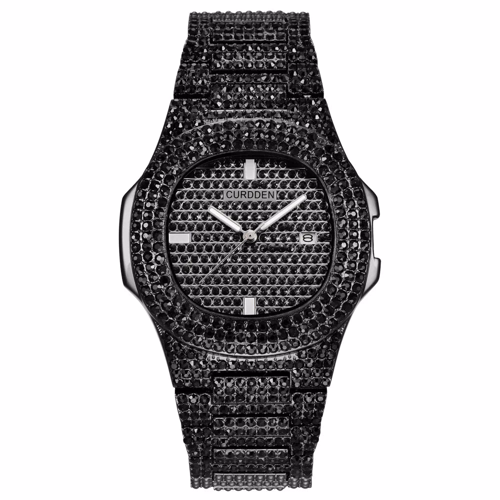 43MM Gold Silver Custom Logo Iced Out Quartz Watch — image 11