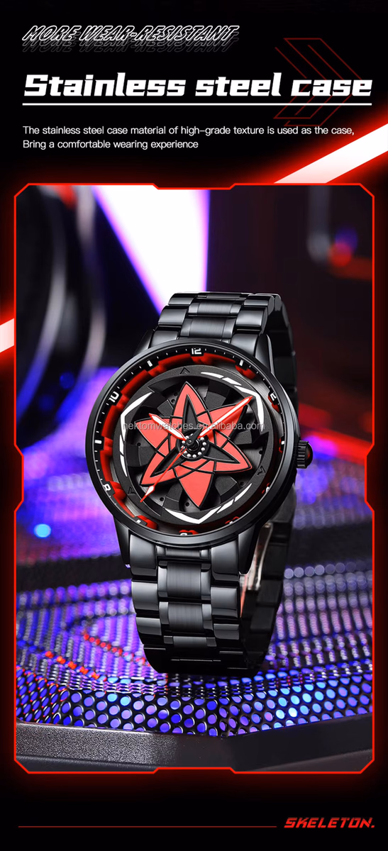Uchiha Sharingan Watch – 360° Rotating Anime Quartz Timepiece — image 5