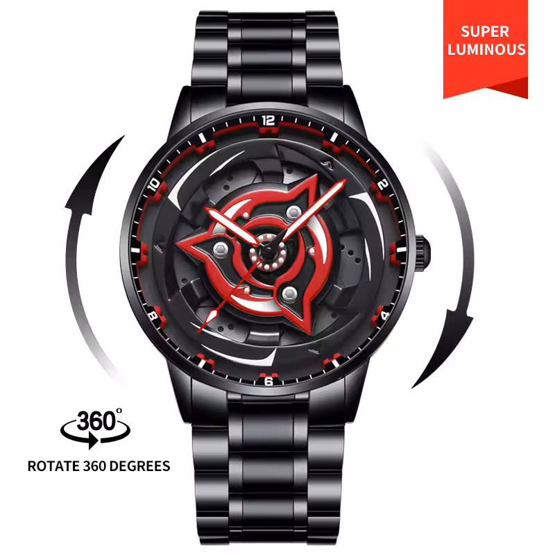 Uchiha Sharingan Watch – 360° Rotating Anime Quartz Timepiece — image 4