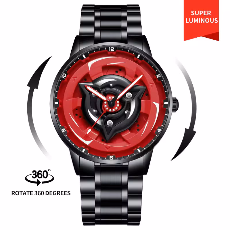 Uchiha Sharingan Watch – 360° Rotating Anime Quartz Timepiece — image 3