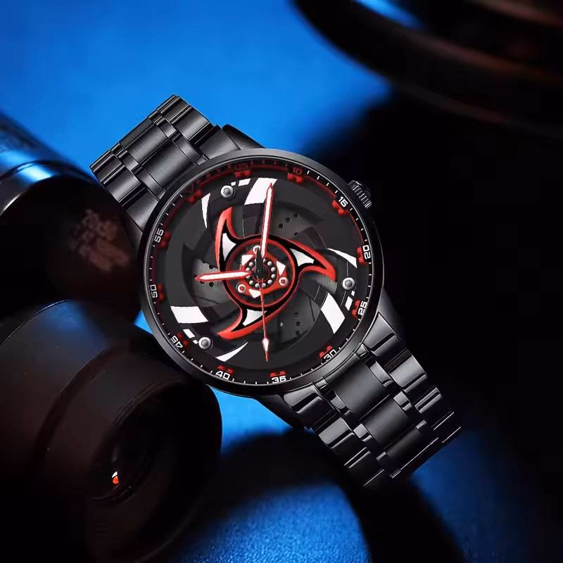 TurboWheel 3D Sports Car Quartz Watch – 42mm Rotating Dial Men’s Business Timepiece