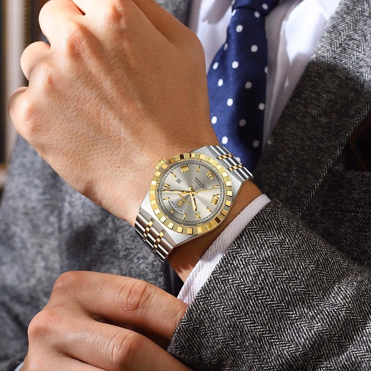 Poedagar 675 Men's Luxury Waterproof Quartz Watch Stainless Steel — image 5