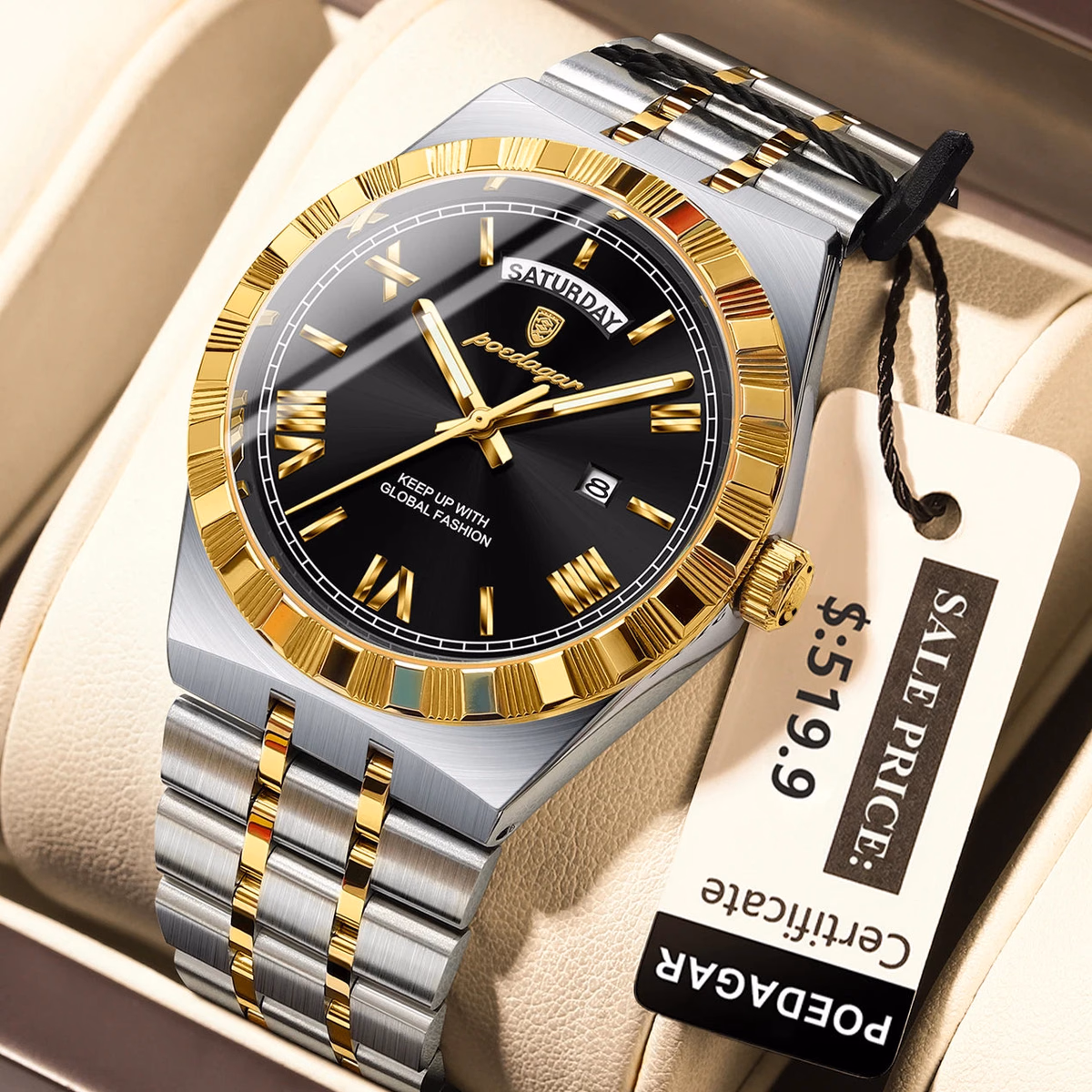 Poedagar 675 Men's Luxury Waterproof Quartz Watch Stainless Steel — image 9