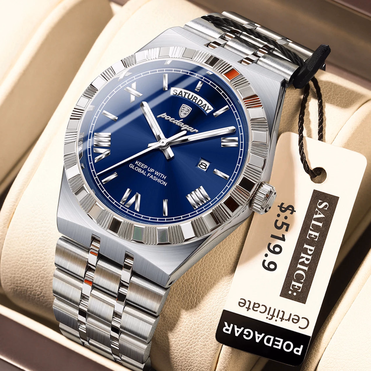 Poedagar 675 Men's Luxury Waterproof Quartz Watch Stainless Steel — image 17
