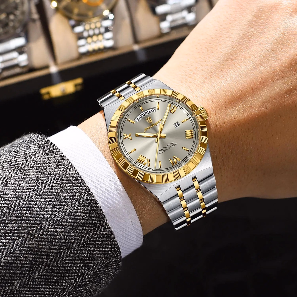 Poedagar 675 Men's Luxury Waterproof Quartz Watch Stainless Steel — image 6