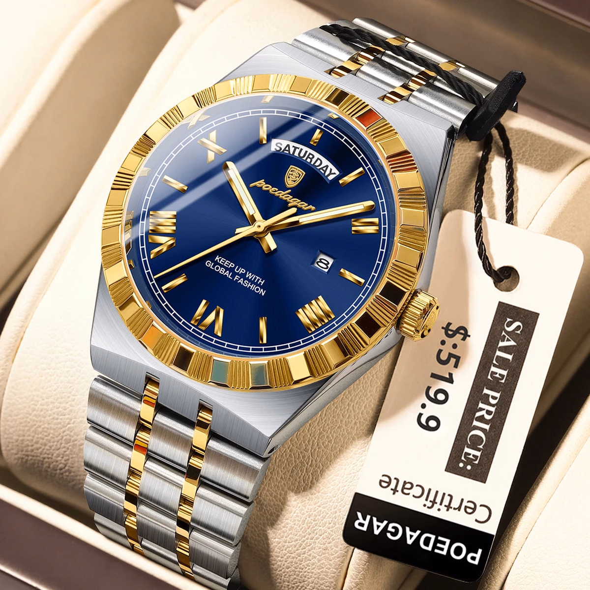 Poedagar 675 Men's Luxury Waterproof Quartz Watch Stainless Steel — image 10