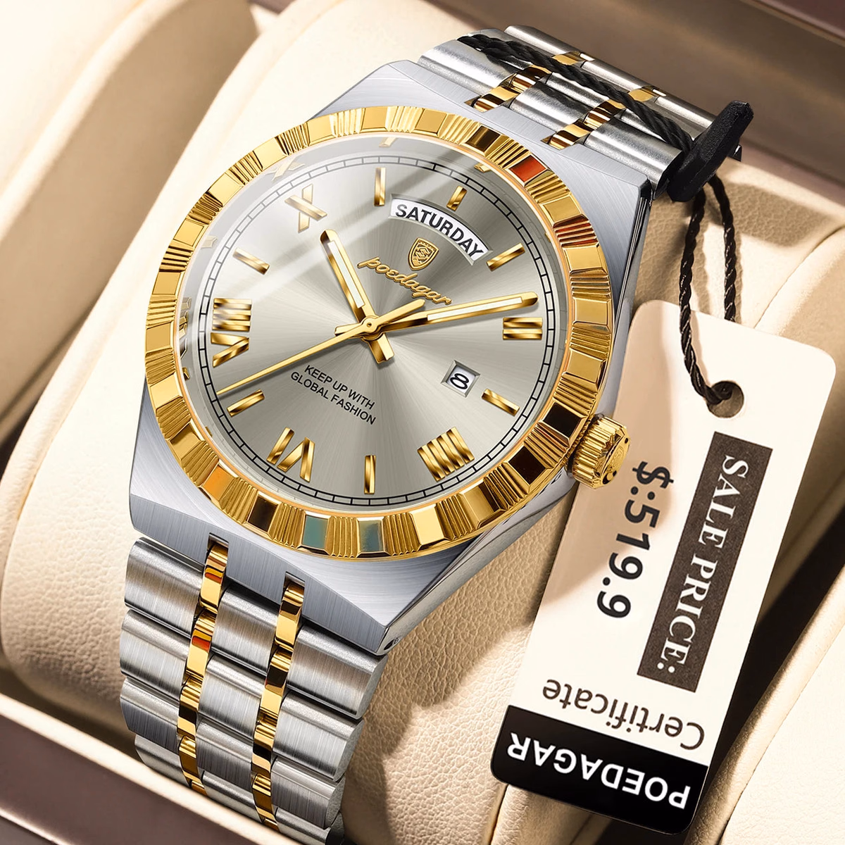 Poedagar 675 Men's Luxury Waterproof Quartz Watch Stainless Steel — image 7