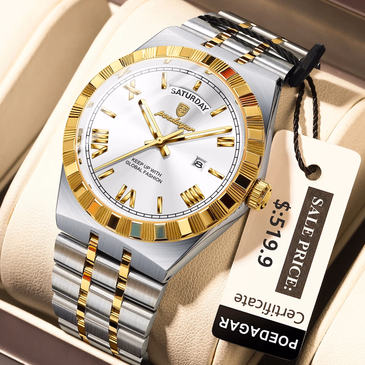 Poedagar 675 Men's Luxury Waterproof Quartz Watch Stainless Steel — image 8