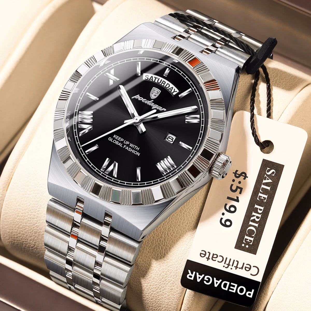 Poedagar 675 Men's Luxury Waterproof Quartz Watch Stainless Steel — image 16