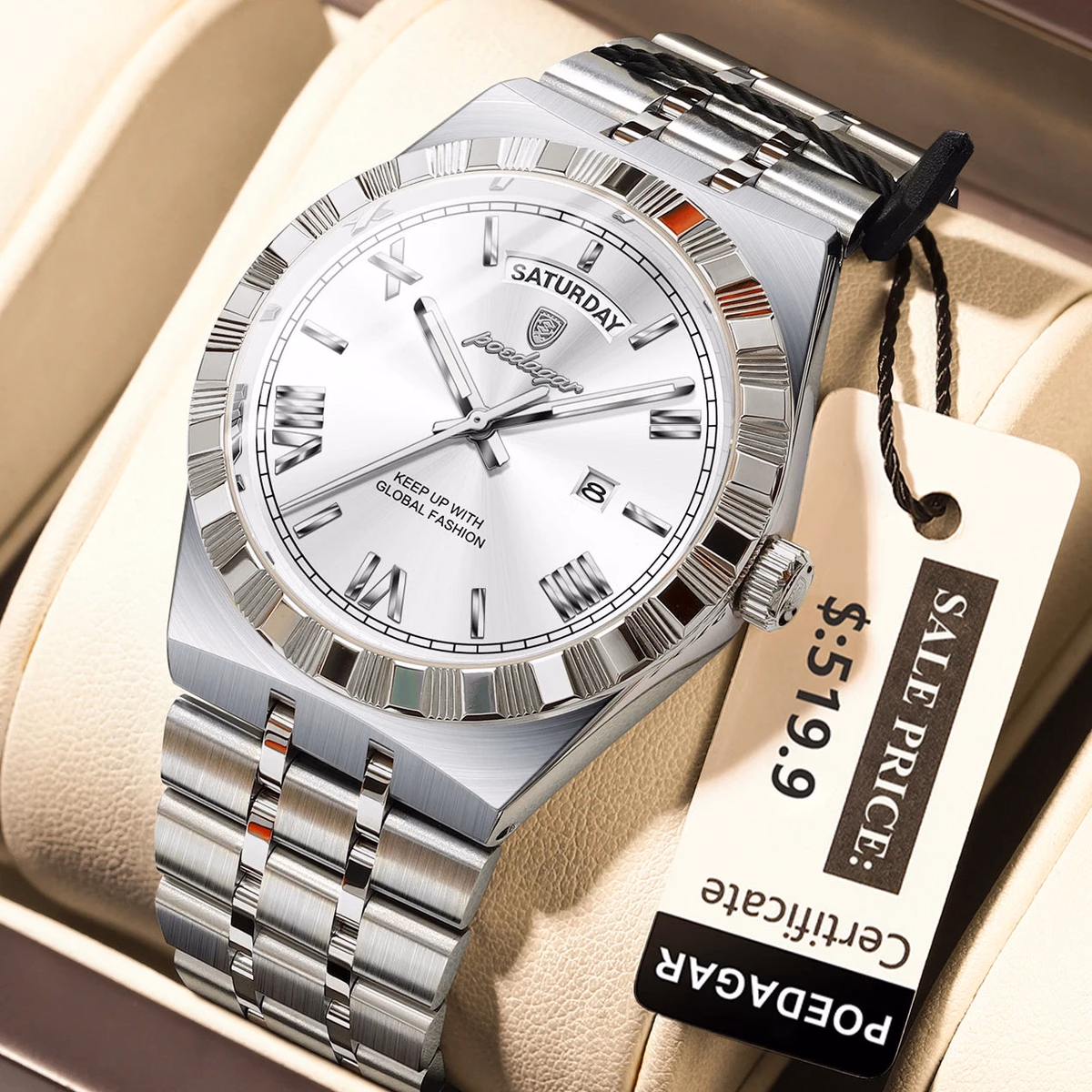 Poedagar 675 Men's Luxury Waterproof Quartz Watch Stainless Steel — image 15