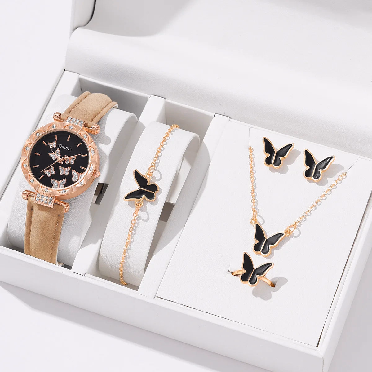 Women's Luxury Watch & Jewelry Set - 6pc Butterfly Design — image 2
