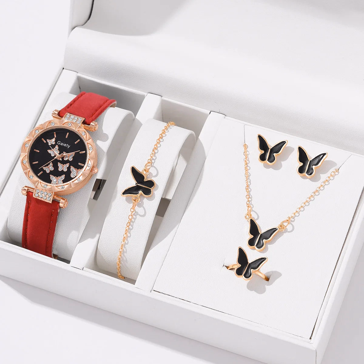 Women's Luxury Watch & Jewelry Set - 6pc Butterfly Design — image 7