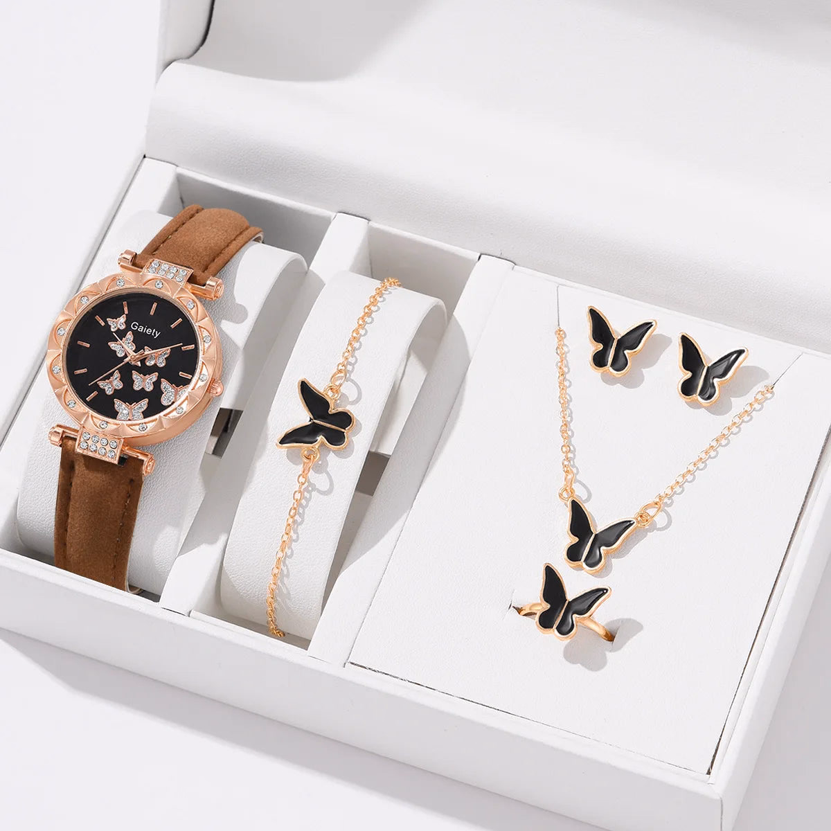 Women's Luxury Watch & Jewelry Set - 6pc Butterfly Design — image 12