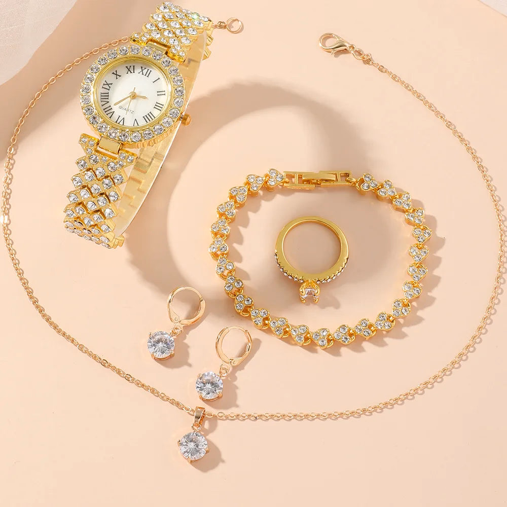 Elegant Women's Watch & Jewelry Set with Necklace, Bracelet, Earrings — image 7
