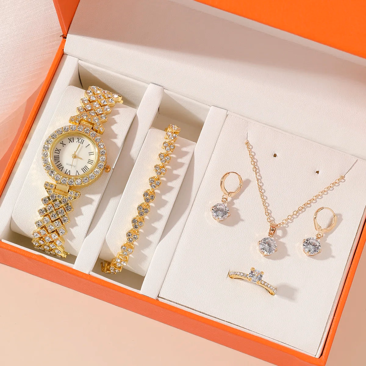 Elegant Women's Watch & Jewelry Set with Necklace, Bracelet, Earrings — image 2