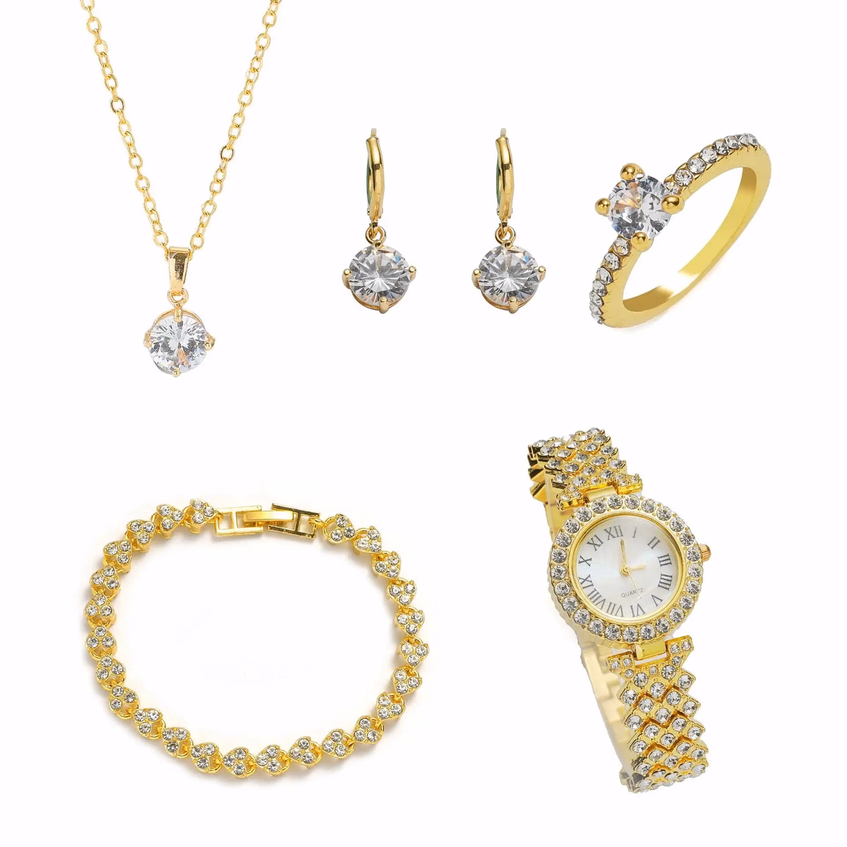 Elegant Women's Watch & Jewelry Set with Necklace, Bracelet, Earrings — image 4