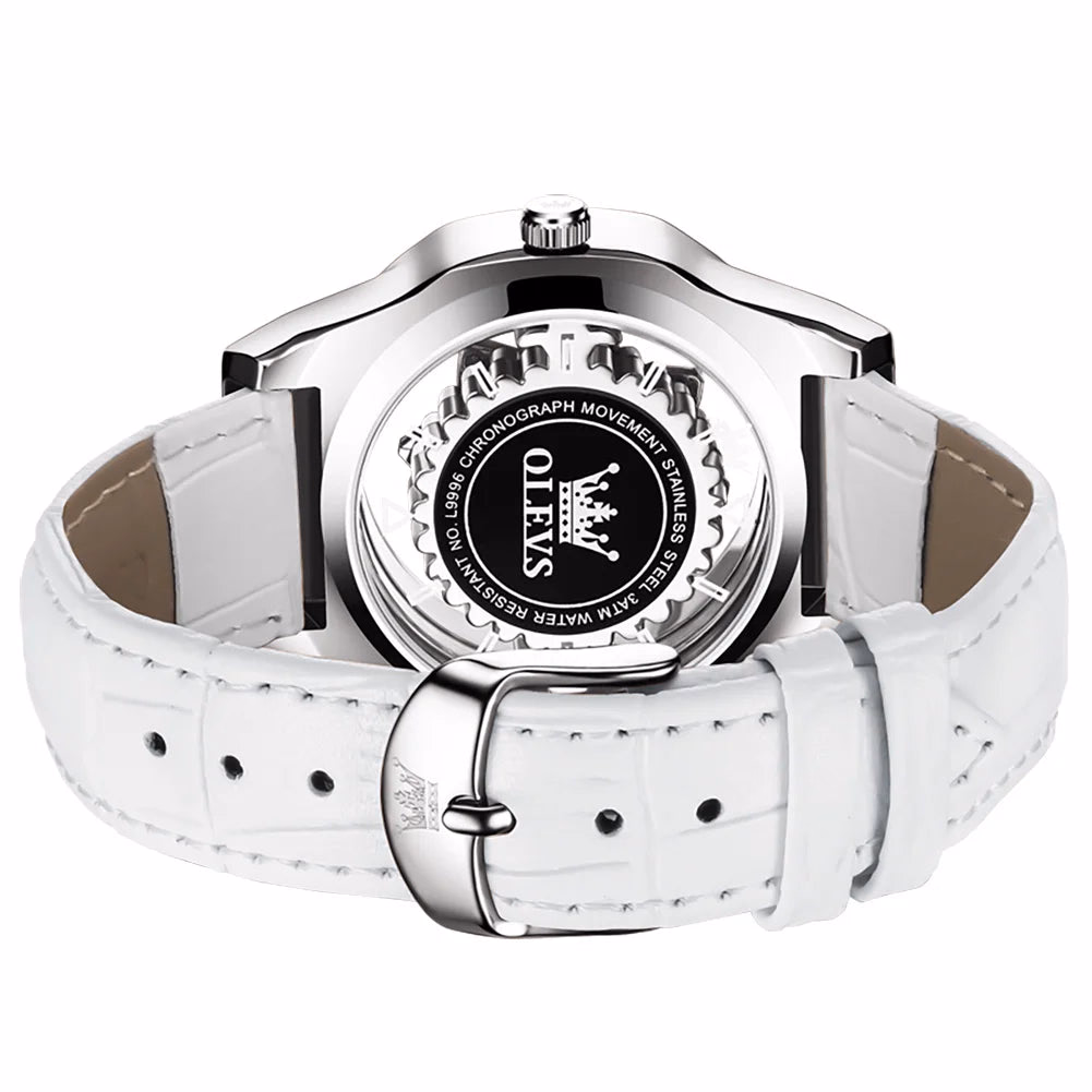 OLEVS Women's Luxury Luminous Quartz Watch with Leather Strap — image 4