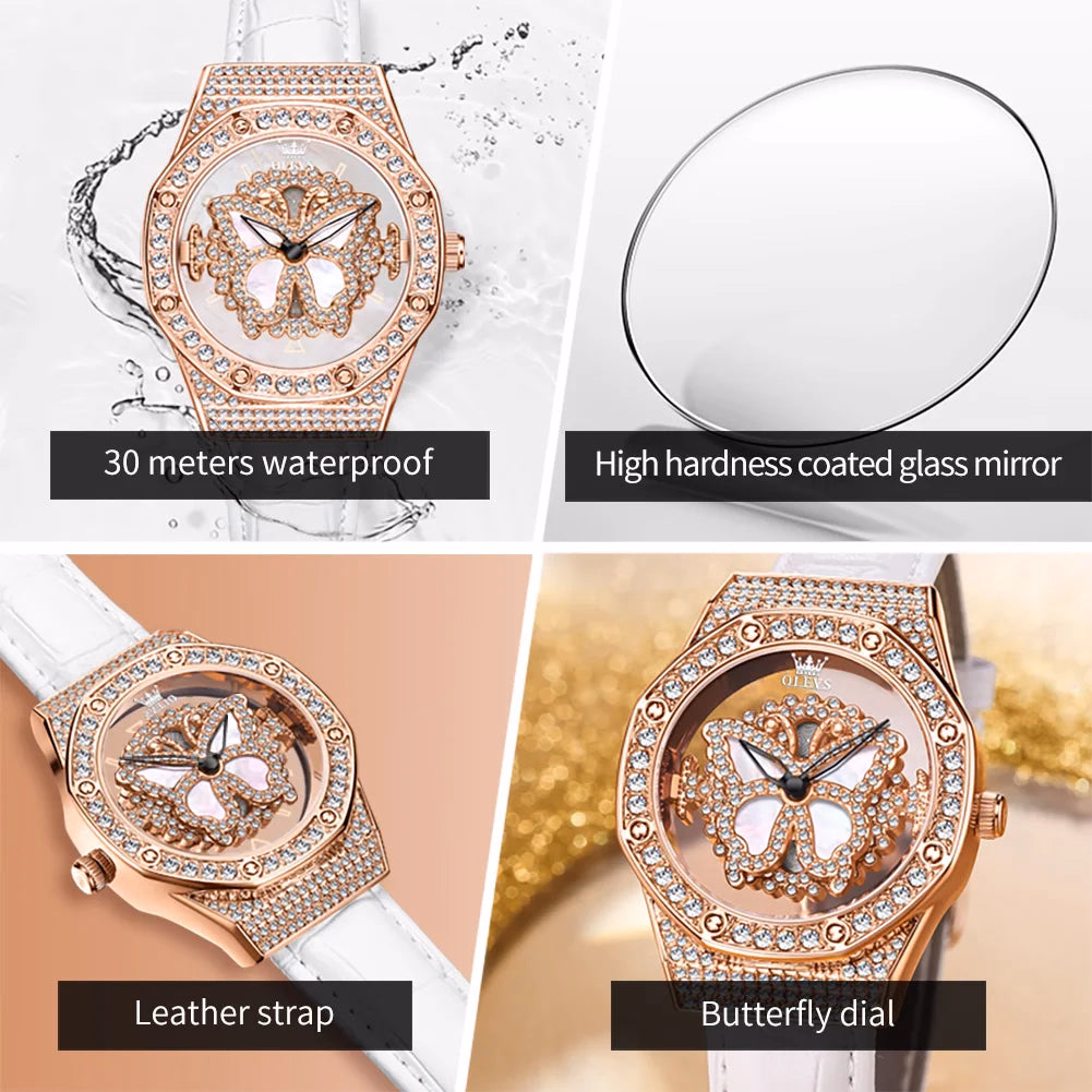 OLEVS Women's Luxury Luminous Quartz Watch with Leather Strap — image 6