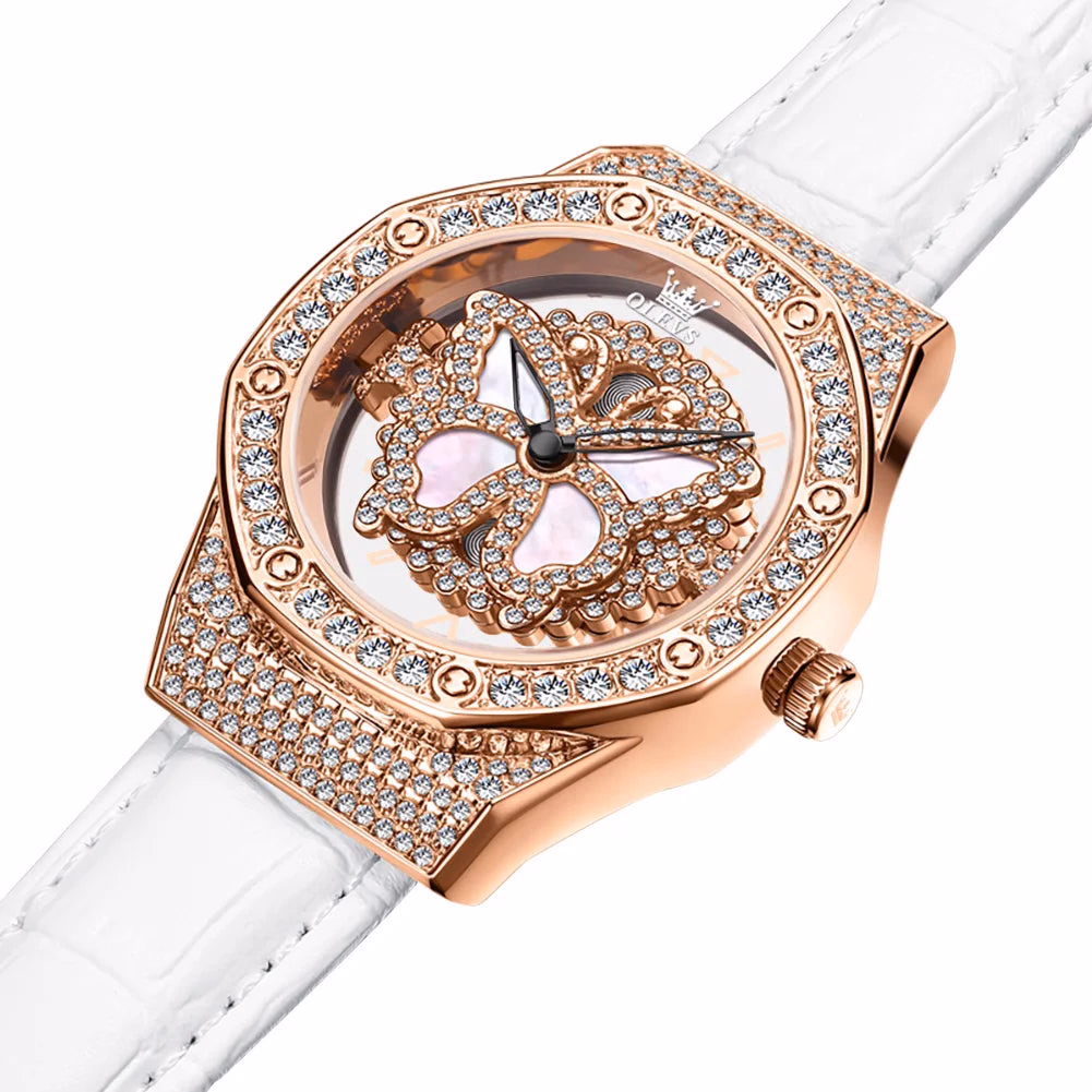 OLEVS Women's Luxury Luminous Quartz Watch with Leather Strap — image 3