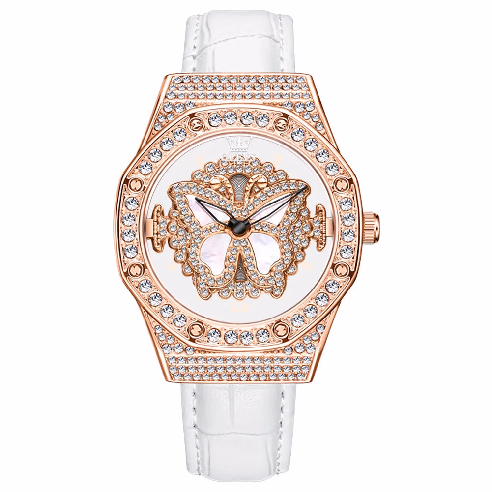 OLEVS Women's Luxury Luminous Quartz Watch with Leather Strap — image 8