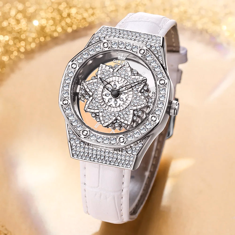 OLEVS Women's Luxury Luminous Quartz Watch with Leather Strap — image 2