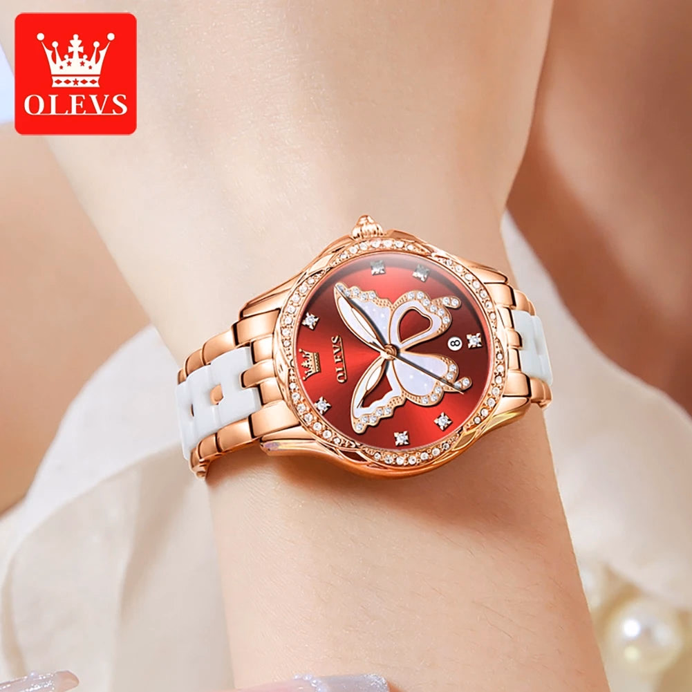 OLEVS Women's Luxury Diamond Stainless Steel Watch — image 4