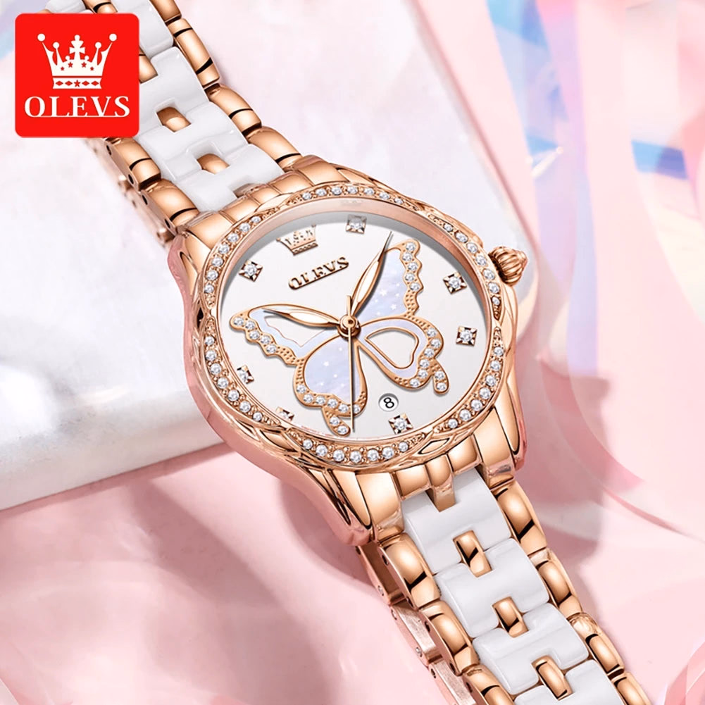 OLEVS Women's Luxury Diamond Stainless Steel Watch — image 3