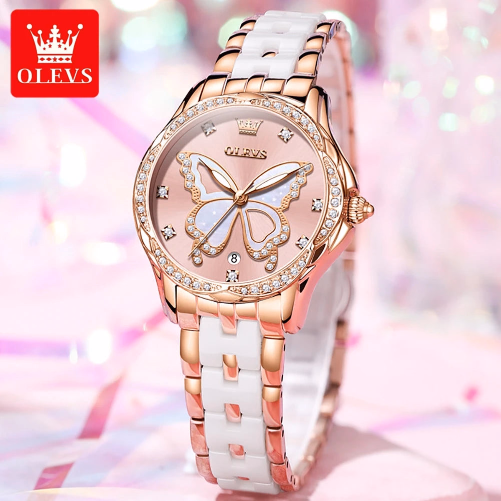 OLEVS Women's Luxury Diamond Stainless Steel Watch — image 2