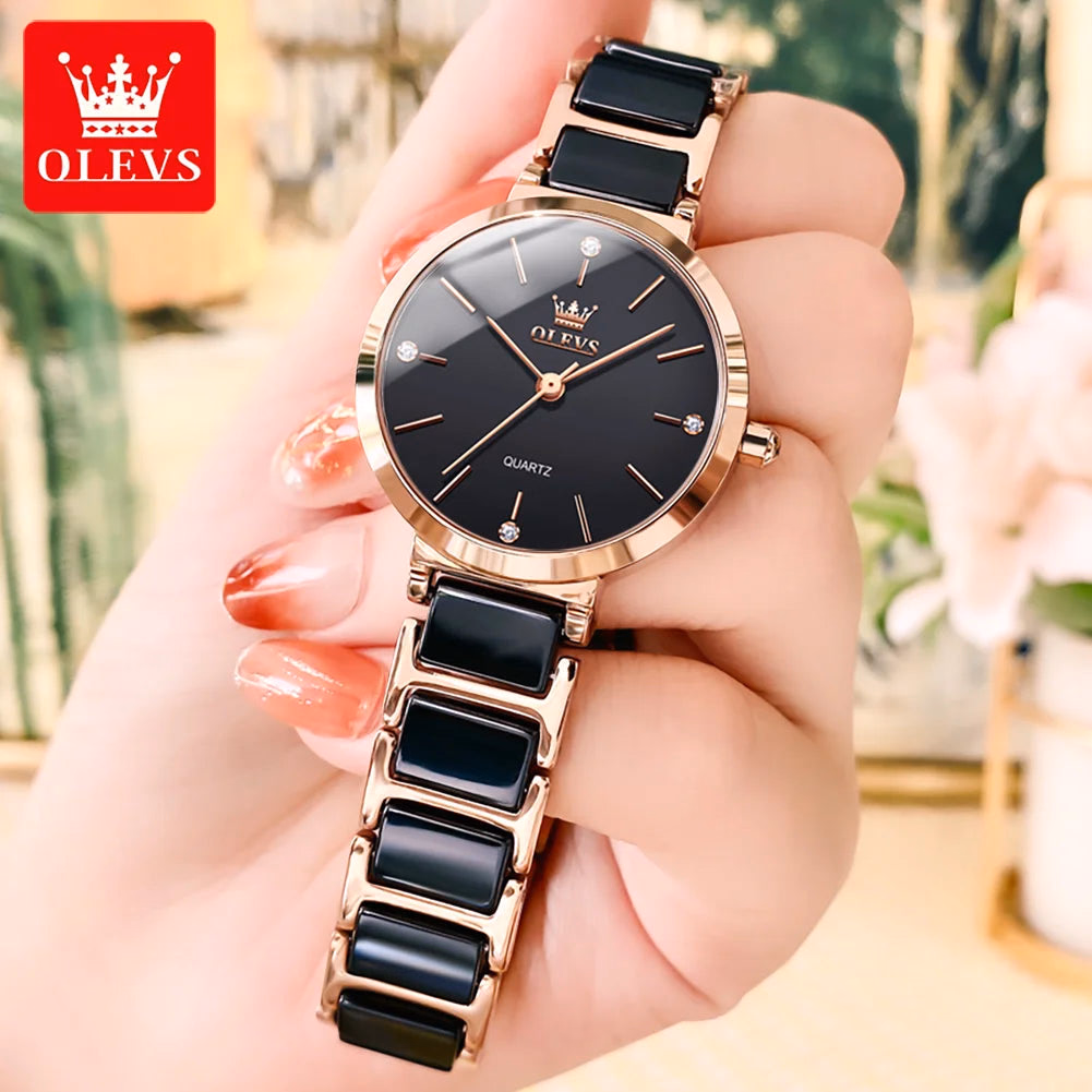OLEVS Women's Luxury Ceramic Watch with Bracelet