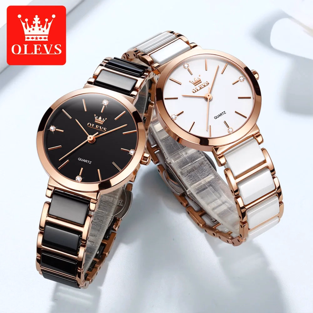 OLEVS Women's Luxury Ceramic Watch with Bracelet — image 4