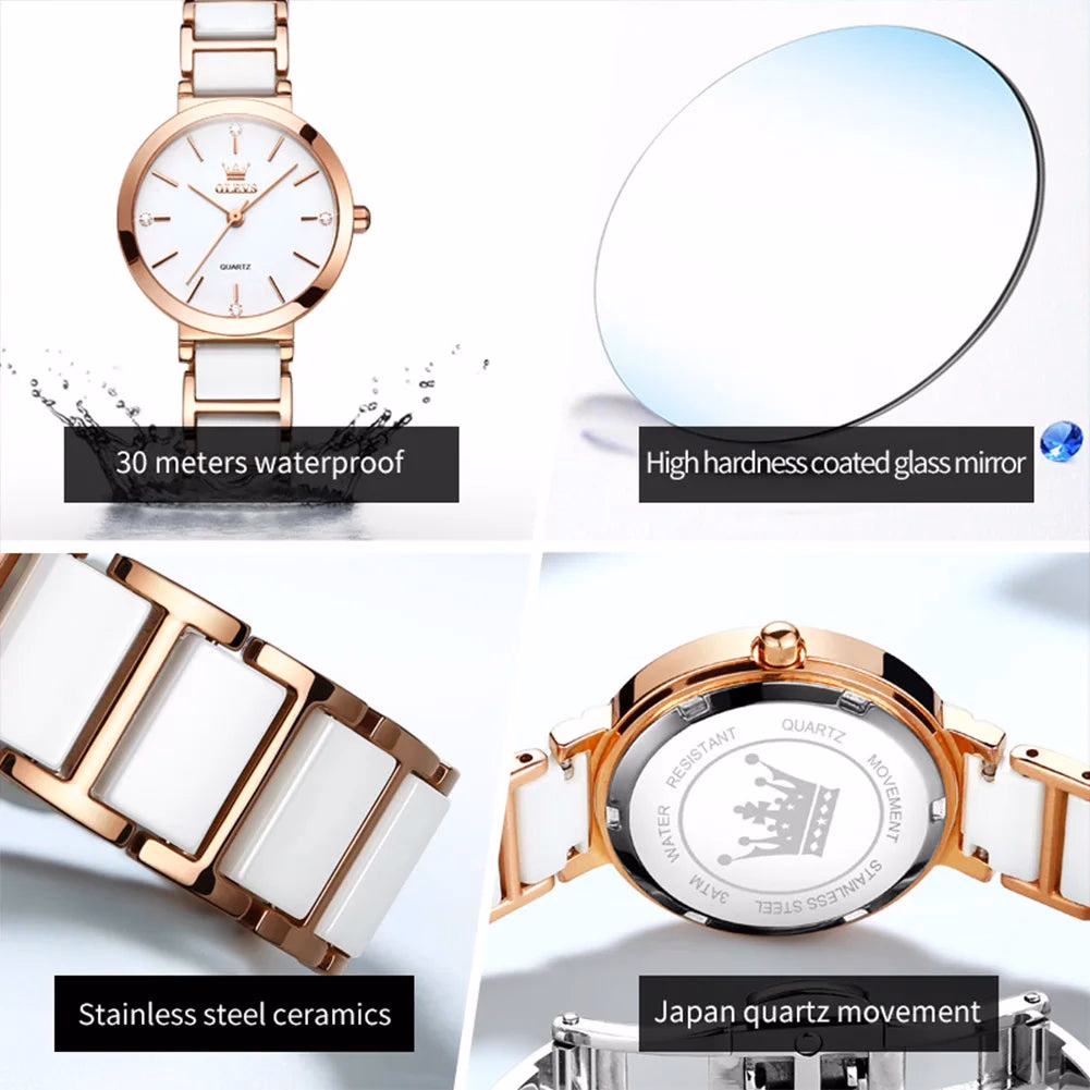 OLEVS Women's Luxury Ceramic Watch with Bracelet — image 6