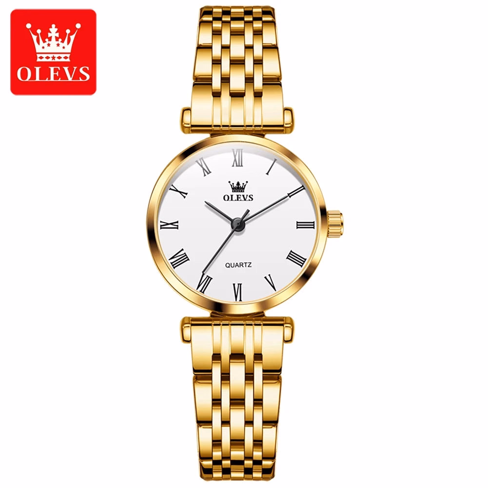 OLEVS Gold Stainless Steel Quartz Couple Watches — image 12