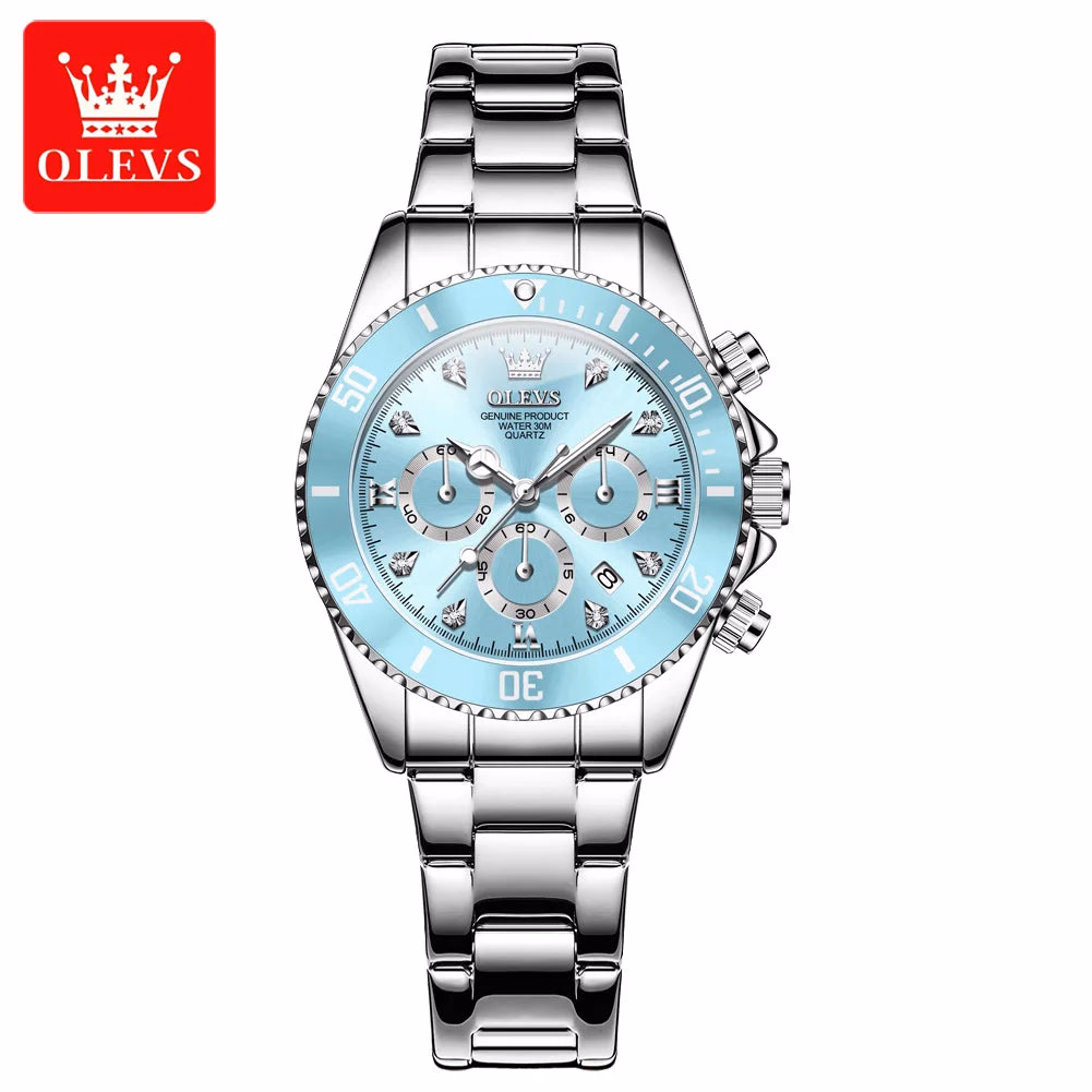 Olevs Women's Quartz Watch, Sport Chronograph, Luminous, Diamond Accents — image 8