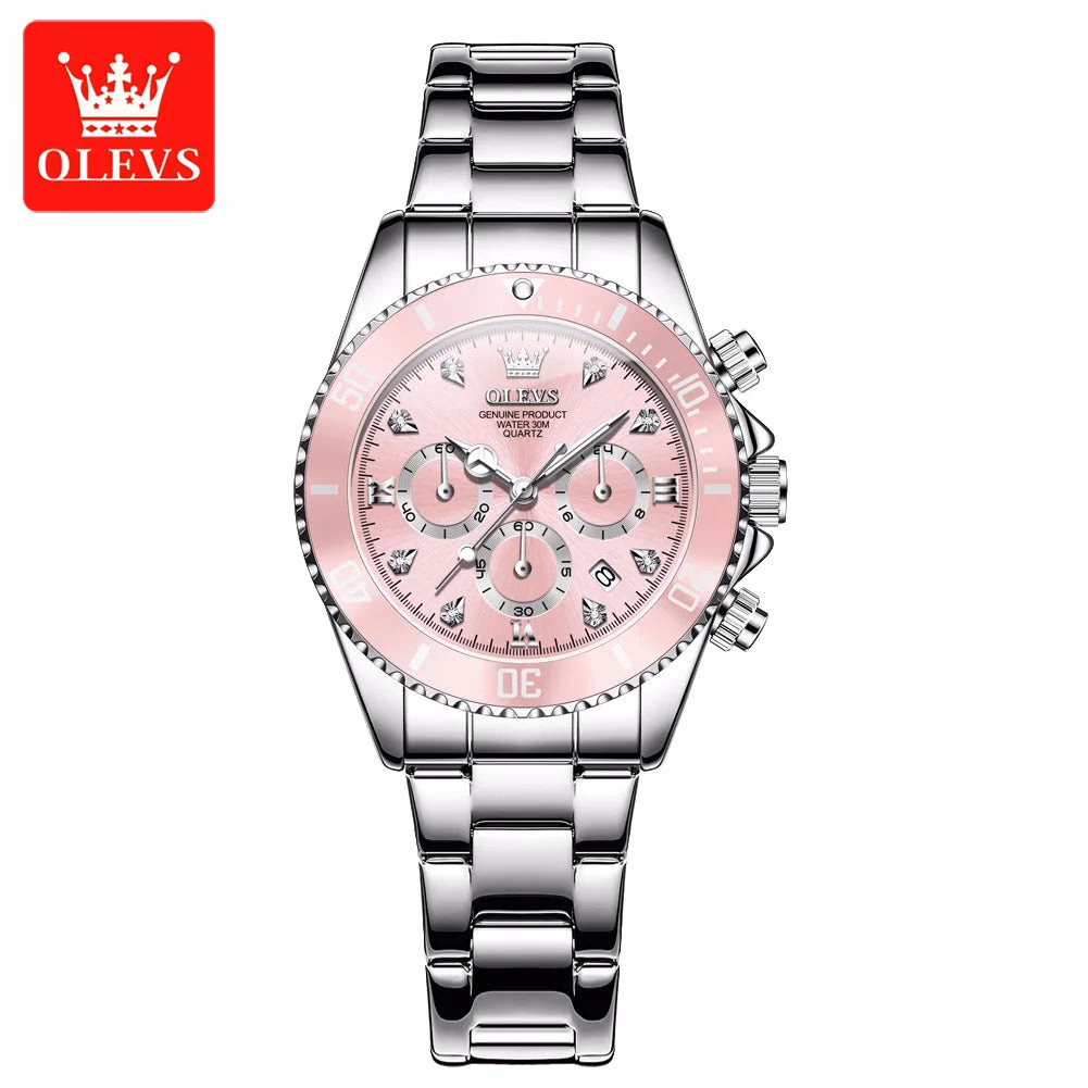 Olevs Women's Quartz Watch, Sport Chronograph, Luminous, Diamond Accents — image 7