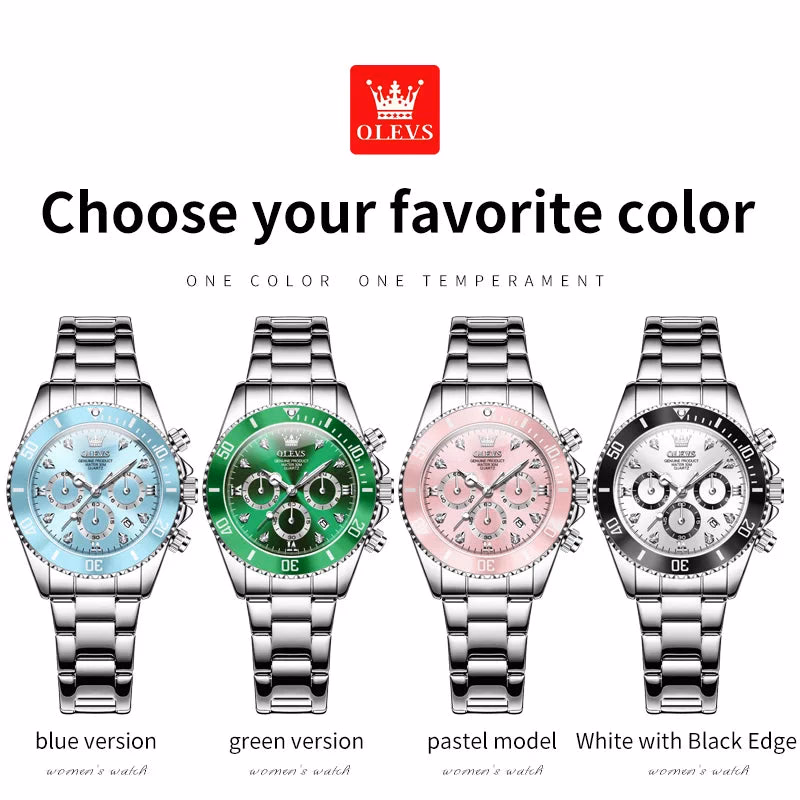 Olevs Women's Quartz Watch, Sport Chronograph, Luminous, Diamond Accents — image 5
