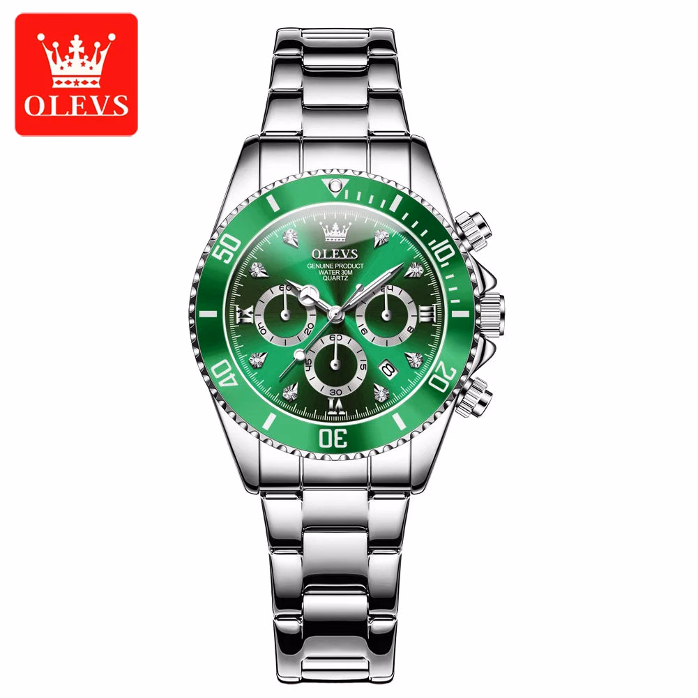 Olevs Women's Quartz Watch, Sport Chronograph, Luminous, Diamond Accents — image 9