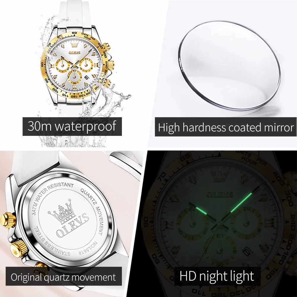 OLEVS Women's Quartz Chronograph Watch 38mm Waterproof — image 6