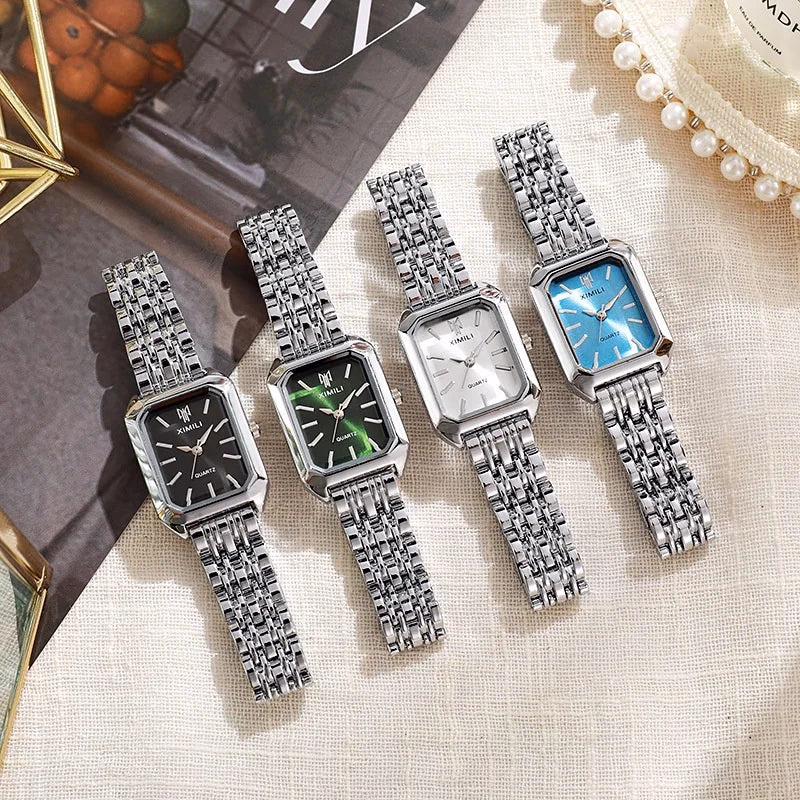 Luxury Women's Stainless Steel Square Quartz Watch — image 2