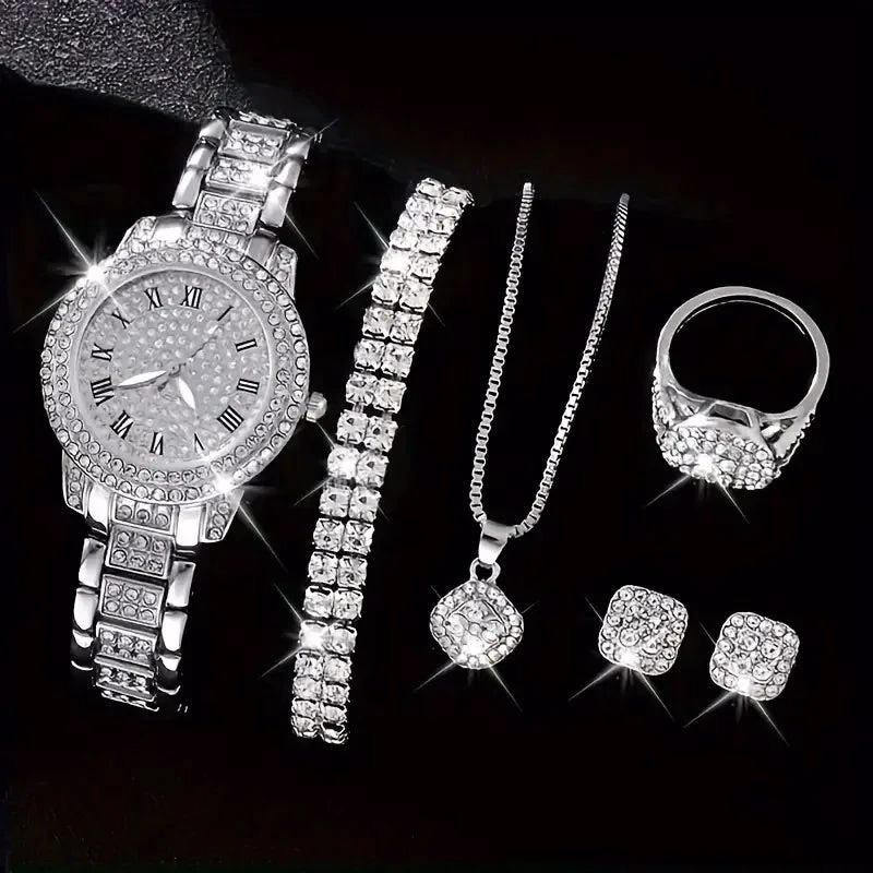 Women's Luxury Watch & Crystal Jewelry Set — image 3